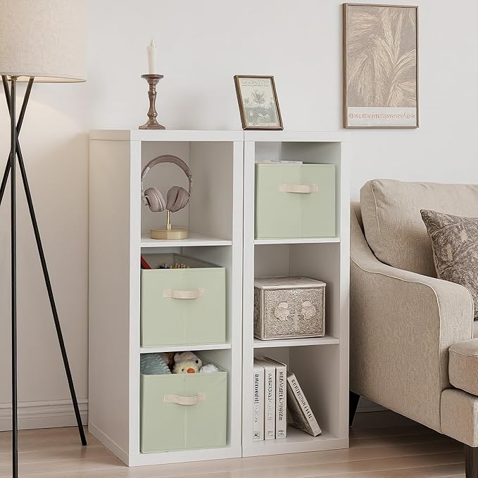 StorageWorks Storage Baskets for Shelves, Foldable Fabric Closet Storage Bins with Handles, Fabric Storage Bins Clothes Organizer, Light Green, 3-Pack, Extra Large