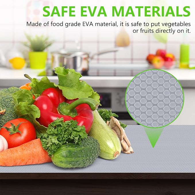 Shelf Liners for Kitchen Cabinet Refrigerator Liners Waterproof Kitchen Cupboard Liner Drawer Mats EVA Material Non Adhesive Fridge Mats for Shelves Clear 23.6 x 157.4 Inches
