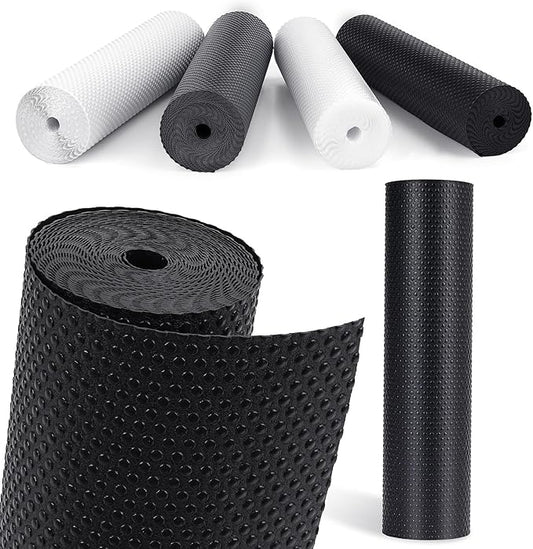 Drawer Liners, Waterproof Shelf Liner, Anti-Slip Non-Adhesive BPA Free Kitchen Cupboard Cabinet Liner Refridge Fridge Mats Sink Protector Strong Durable for Home (Black/19.7in x 20Ft)