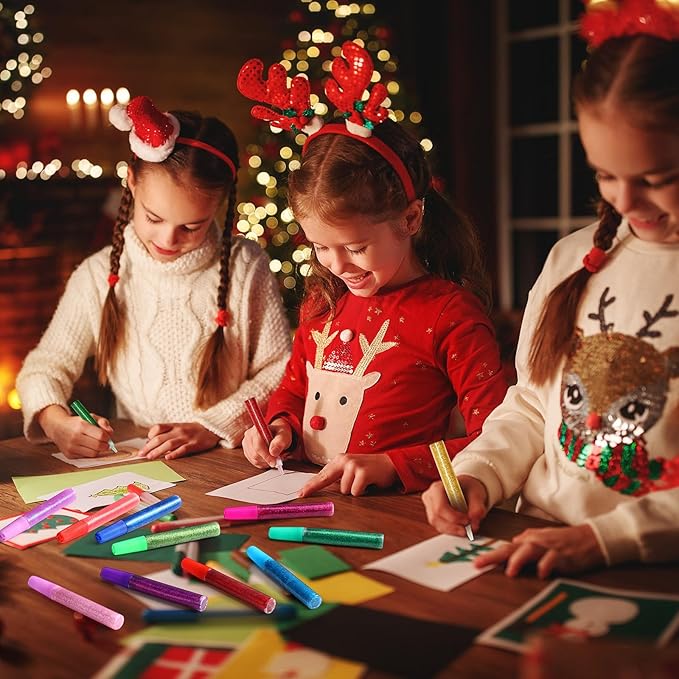 72 Pcs Glitter Glue Pens Bulk 18 Colors Crafts Pens Stick Glitter Glue for Crafts School Gifts Supplies for DIY Arts, Projects Scrapbooking, Cards(6 ml)