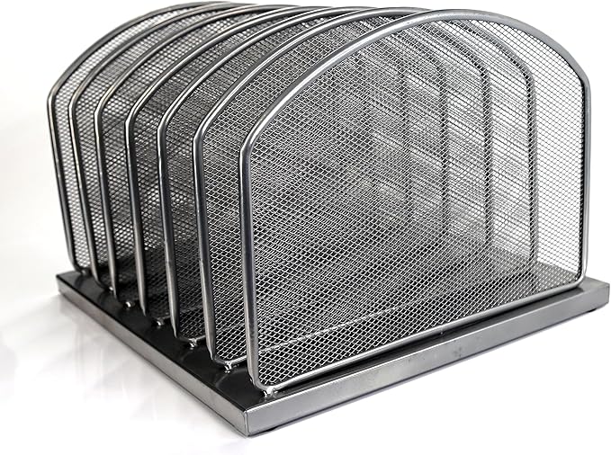 Huron 6-Slot Vertical Organizer, Black Steel Mesh