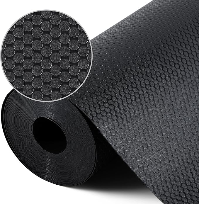 Black Shelf Liners for Kitchen Cabinets Non Adhesive Drawer Liner for Bathroom Waterproof Refrigerator Liners for Shelves Fridge Plastic Mats Cabinet Cupboard Liner 23.6 x 157.4 Inches