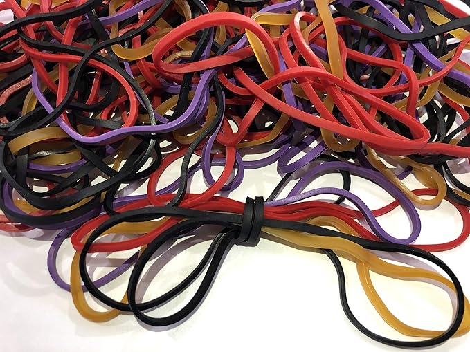 Rubber Bands, Size 117b (7" x 1/8'') Colorful Natural Rubber Band, 117 Heavy Duty Elastic Office Supplies Rubber Bands for Office Files Bank Paper Bills Money or School (1/4 Pound Bag)