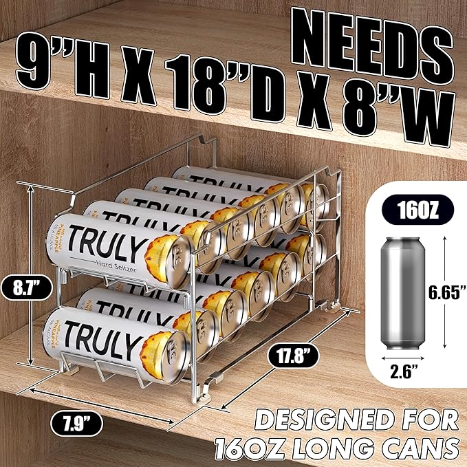 Simple Houseware 2PK Front Loading Tall skinny Can Dispenser, Chrome