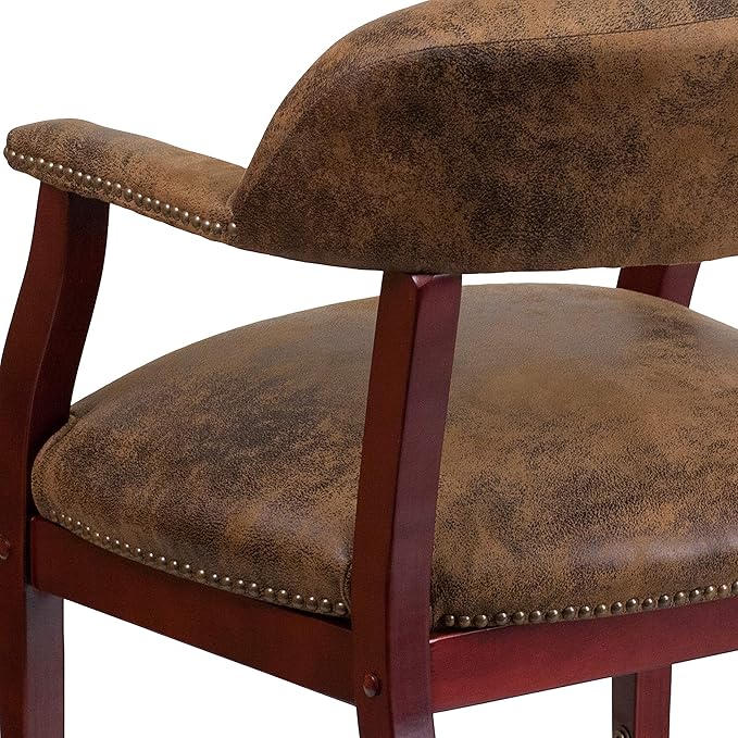 EMMA + OLIVER Bomber Jacket Brown Luxurious Conference Chair with Casters