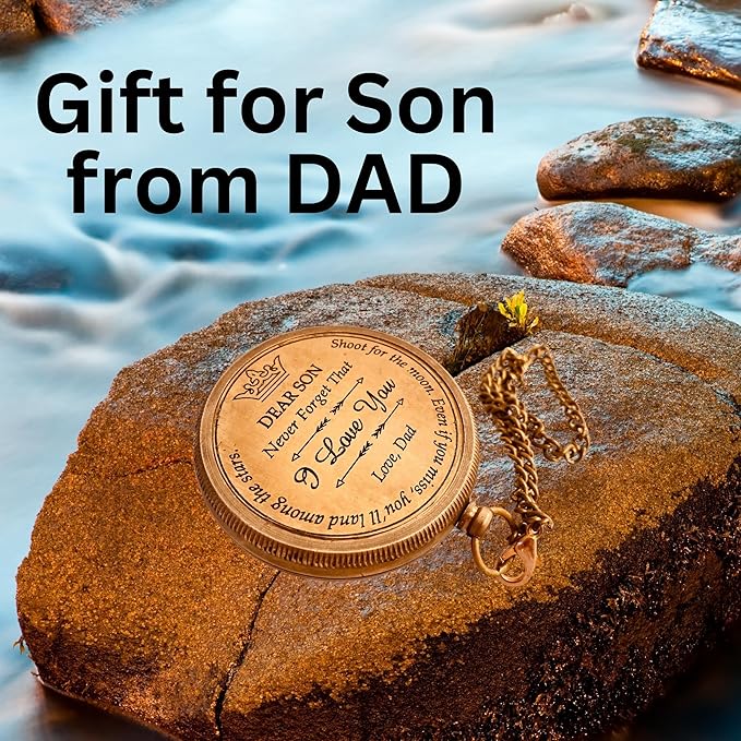 Gift for Son from Mom Dad | Engraved Compass 2" - Father to Son Gifts, Mom to Son Gifts for Graduation 2025, Birthday Baptism Confirmation Communion