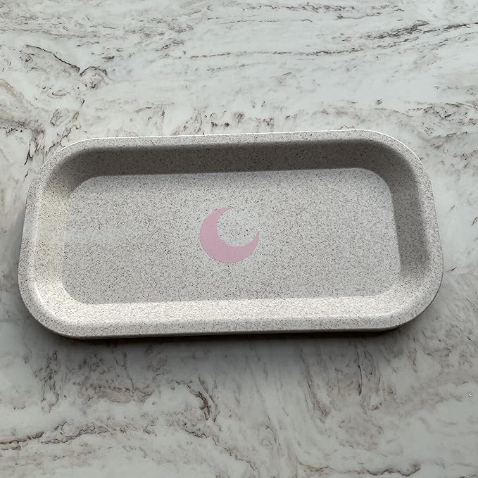 Brando Moon Small Tray - Cream Lightweight Plant Based Tray - Made from Plants - Low Carbon Kitchen Tool - Curved Edges and Smooth Surface - Travel Size 8 x 4.1 inches