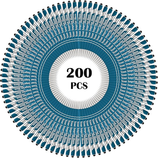 Up to 500 Pcs Custom Pens Bulk | Rainbow of Colors | Soft-Touch Metal Black Ink Personalized with Name or Message (Light Blue, 200 pcs)