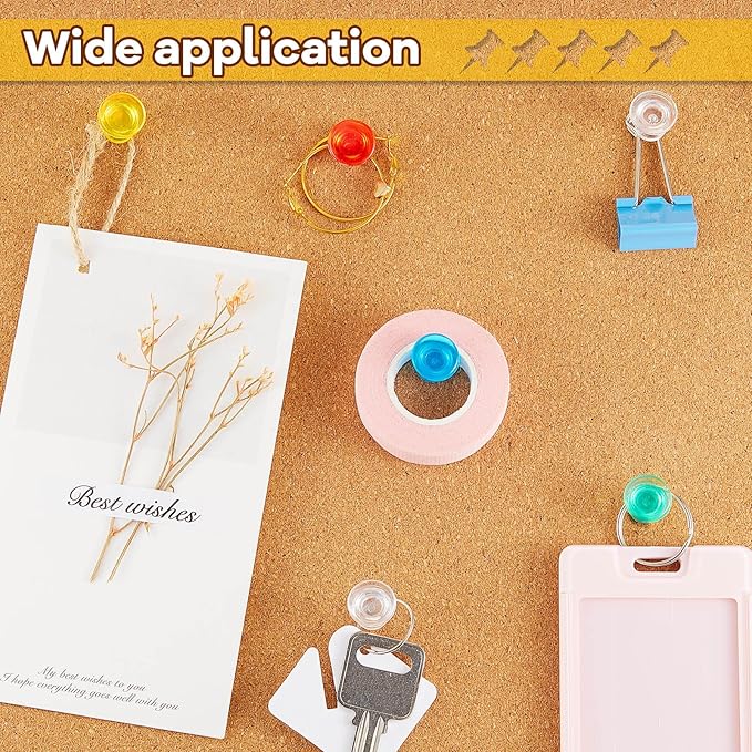 Outus 100 Pcs Giant Push Pins Large Thumb Tacks Plastic Heads 1 Inch Jumbo Push Pins for Cork Board Map Posters Office School(Red, Yellow, Blue, Green, Transparent)