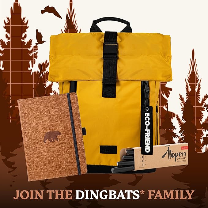 Dingbats* Wildlife Grid Writing Journal Notebook A5 - Vegan Leather Hardcover - Ideal for Work, Travel - Pocket, Elastic Closure, & Bookmark