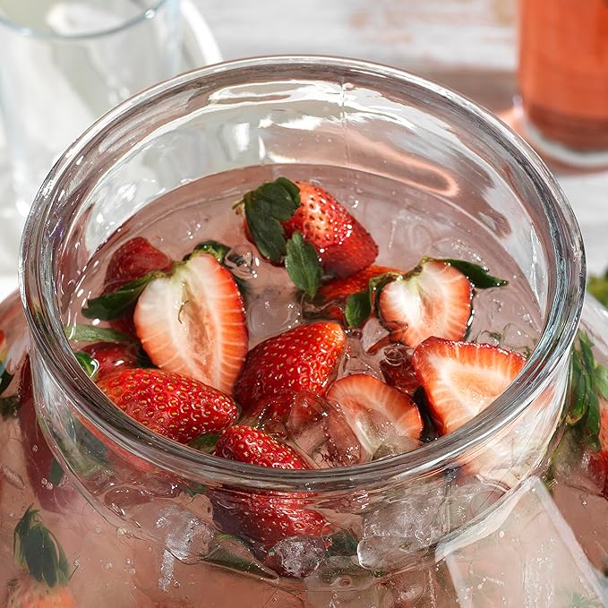 3 Gallon Glass Drink Dispensers For Parties,Classic Mason Jug Beverage Dispensers With Glass Lid With Handle And 100% Leakproof Spigot.Glass Water Jug Dispenser,Lemonade Dispenser