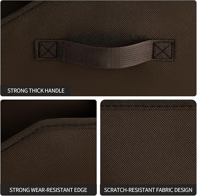 Closet Baskets for Shelves Trapezoid - Decorative Storage Baskets with Handle, Closet Bins for Organization, Shelf Storage Bins for Clothes, Books, Home, Office, 4 Pack, Brown