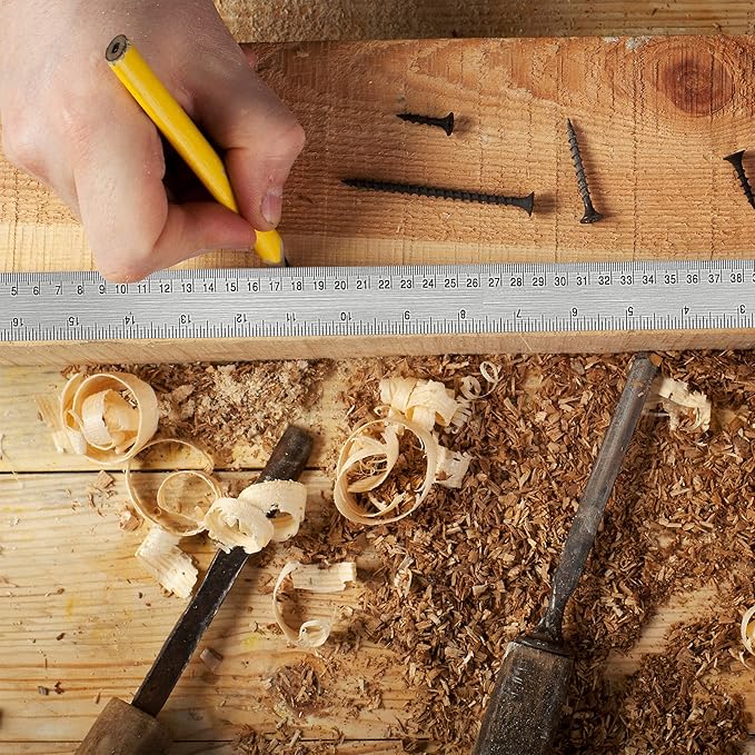 Metal Ruler 6 Inch:[1 Pieces 6 Inch] Non-Slip Cork Backing Rulers with Inch and Centimeters Prevent Ink Leakage:for School Office Drawing Engineering