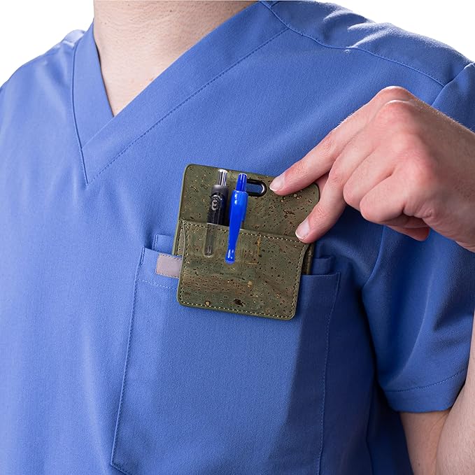 Premium Portuguese Cork Pocket Protector for Men | Multi-Use Pocket Protectors for Shirts and Lab Coats | For Pen, Pencils, Pointers, and More | 2 Pack of Blue Pocket Organizer Protectors