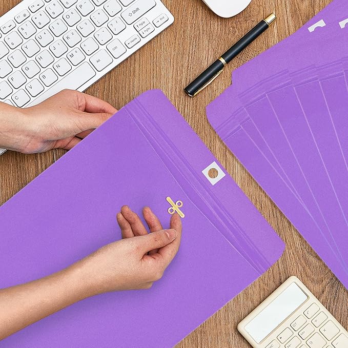 Geyee 100 Pcs Clasp Manilla Envelopes 9 x 12 Inch Gummed Colored Envelopes for Storing or Mailing for Home Office Business Supplies(Purple)