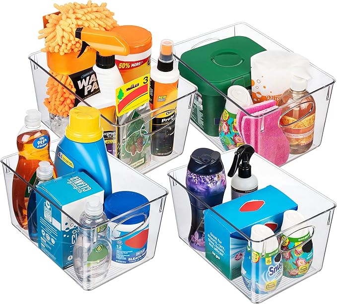 ClearSpace Plastic Storage Bins With lids, 4 Pack – Perfect Pantry Organization and Storage – Fridge Organizer, Pantry Storage Containers and Storage Bins, Cabinet Organizers