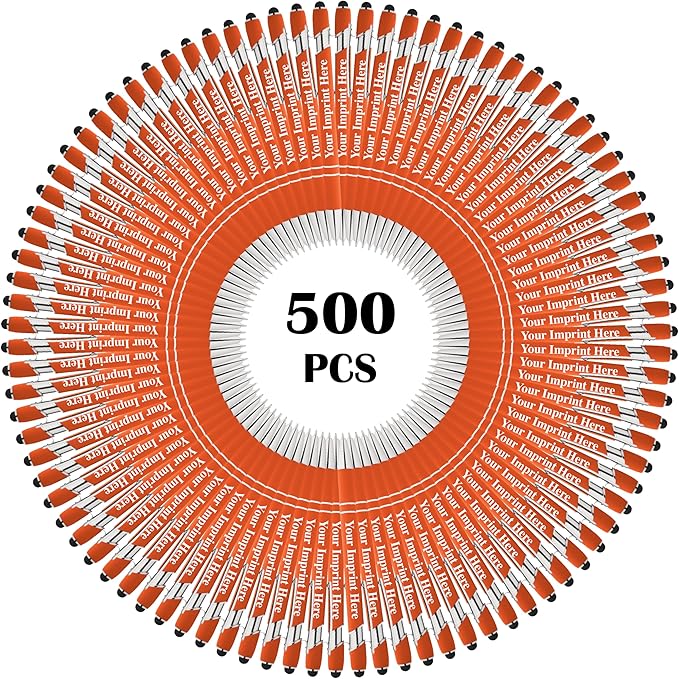 Up to 500 Pcs Custom Pens Bulk | Rainbow of Colors | Soft-Touch Metal Black Ink Personalized with Name or Message (Orange, 500 pcs)