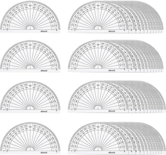 EBOOT 50 Pcs Math Protractors Plastic Protractor 180 Degrees, 4 Inches(Clear)
