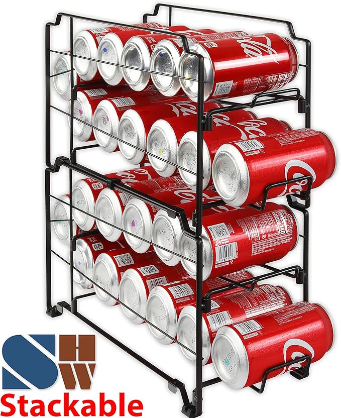 Simple Houseware Stackable Beverage Soda Can Dispenser Organizer Rack, Bronze - 2 Pack