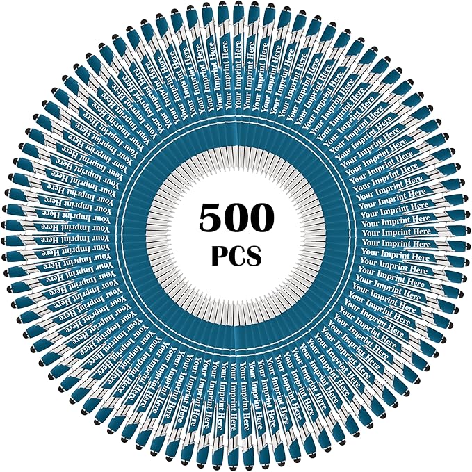 Up to 500 Pcs Custom Pens Bulk | Rainbow of Colors | Soft-Touch Metal Black Ink Personalized with Name or Message (Light Blue, 500 pcs)