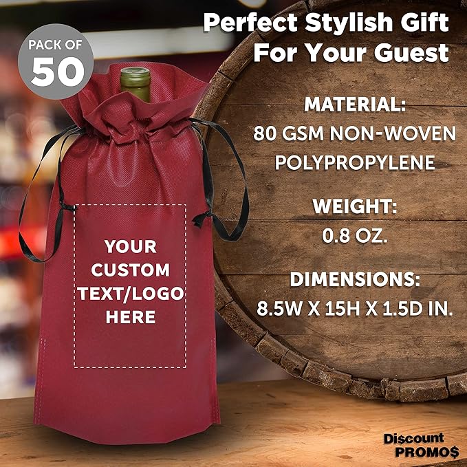 DISCOUNT PROMOS Non-Woven Vineyard Two Bottle Wine Bags