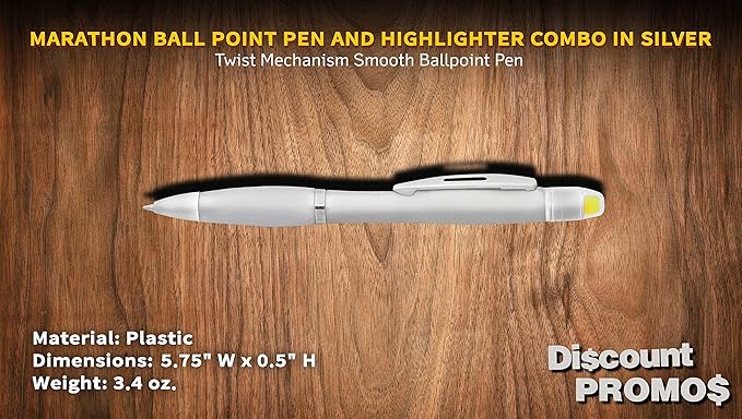 DISCOUNT PROMOS 10 Marathon Gel Highlighter Pens Pack - Twist Mechanism, Ballpoint - Silver