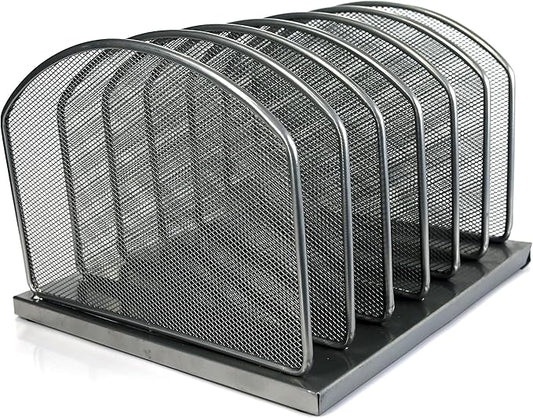 Huron 6-Slot Vertical Organizer, Black Steel Mesh