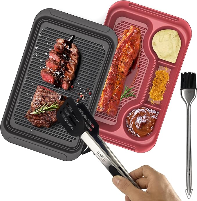 4PCS Melamine Grill Prep Station Tray Set, Outdoor BBQ Grill Station Accessories for Raw and Cooked Food, BBQ Grill Tools Added