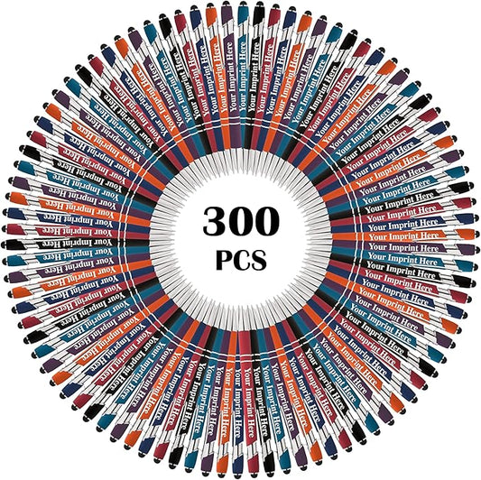 Up to 500 Pcs Custom Pens Bulk | Rainbow of Colors | Soft-Touch Metal Black Ink Personalized with Name or Message (Assorted, 300 pcs)