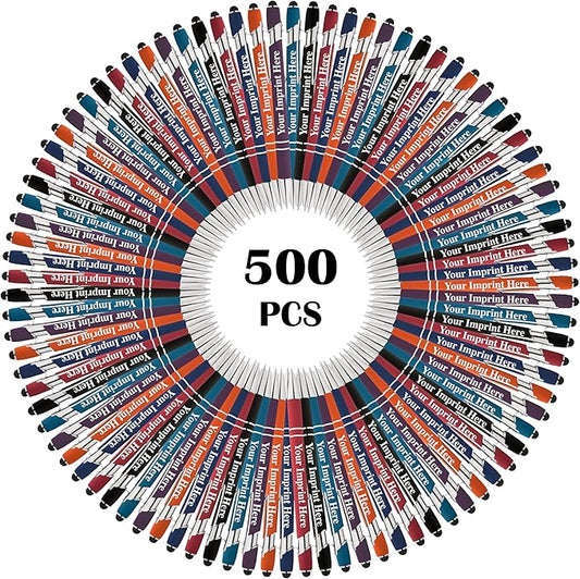 Up to 500 Pcs Custom Pens Bulk | Rainbow of Colors | Soft-Touch Metal Black Ink Personalized with Name or Message (Assorted, 500 pcs)