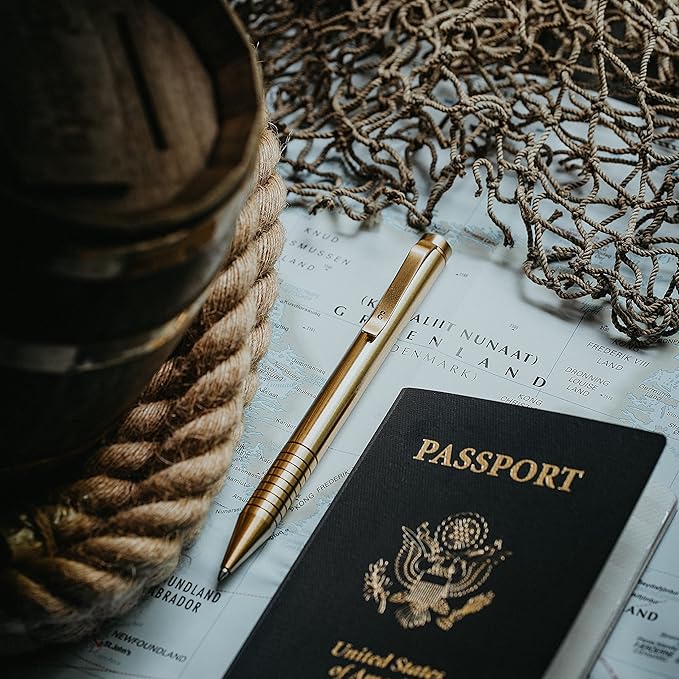 Everyman Brass Grafton Mini Twist EDC Pen with Refillable, Pocket-Size Metal Body, Luxury Mini EDC Ink Pen, Cartridge Compatible Design, Ideal Gift for Office, Business, Executive