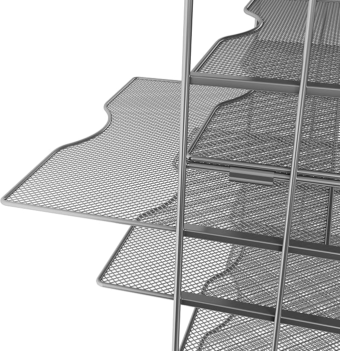 EasyPAG Mesh Desk Filer Organizer Tray 8 Slot Office Desk Paper Storage Organizer for A4 / Letter Sizer Floder, Silver
