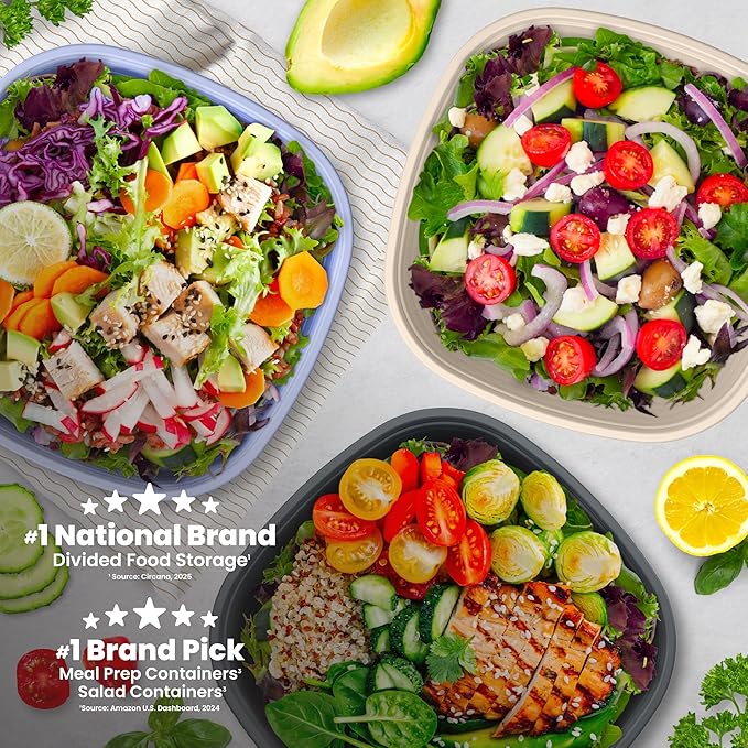 Bentgo Prep - 1-Compartment Bowls with Custom Fit Lids - Reusable, Microwaveable, Durable, PFAS & BPA-Free, Freezer and Dishwasher Safe Meal Prep Food Storage - 10 Bowls & 10 Lids (Graphite)