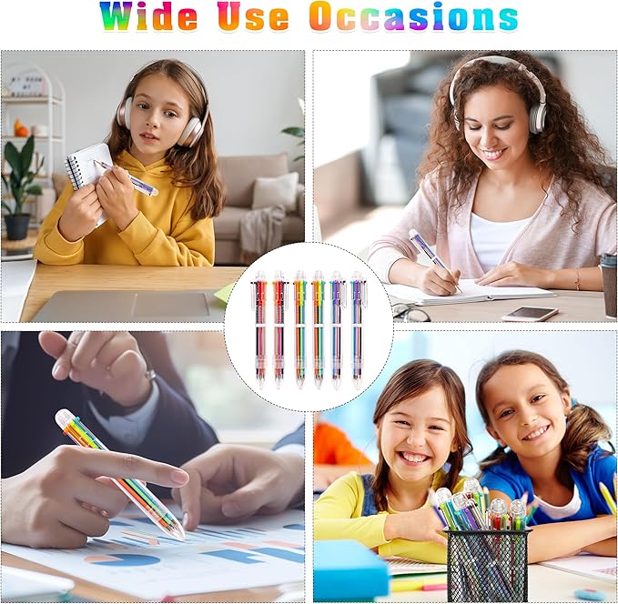 DAIKOYE Ballpoint Pens 6 PCS 0.5mm 6-in-1 Multicolor Ballpoint Pens Birthday Party Favors Gifts