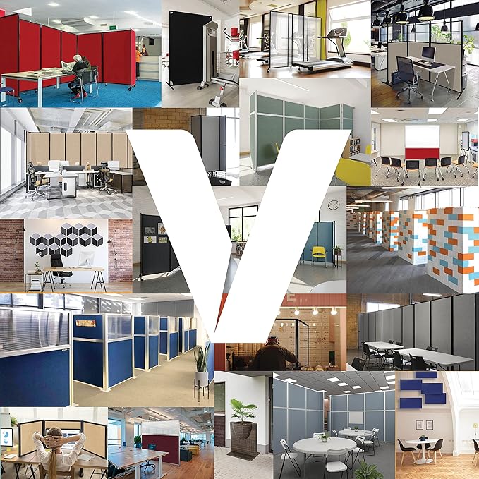 Versare Workstation Partition | Portable Wall Divider | Modern Office Cubicle | Free Standing Privacy Screen | Flexible Work Space | 66" x 70" Ocean Fabric Panels