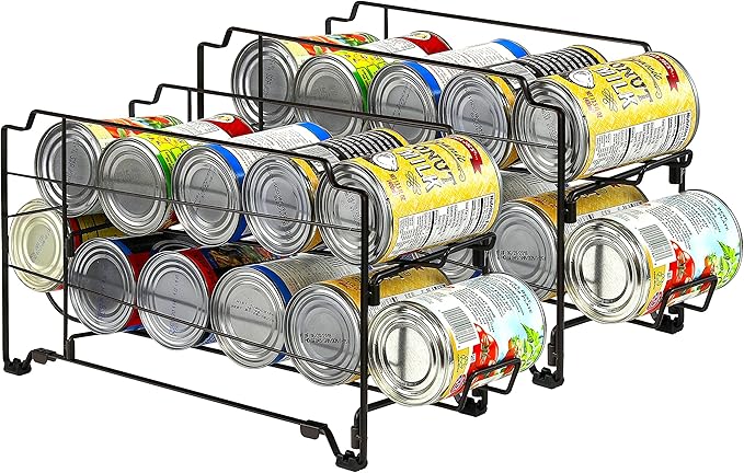 Simple Houseware Stackable Beverage Soda Can Dispenser Organizer Rack, Bronze - 2 Pack