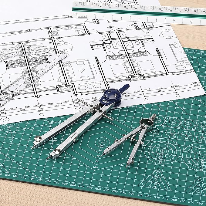 Mr. Pen- Professional Geometry Set Metal Compass, 7 pcs, Geometry Precision Tool Set with Shatterproof Storage Box, Drafting Tools & Drafting Kits, Back to School Supplies