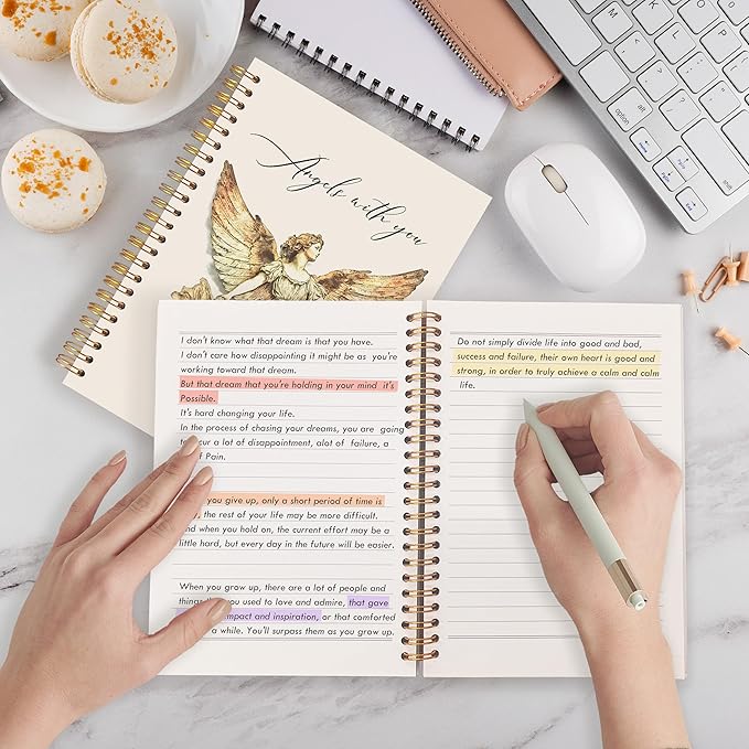 Qabliqo Angel Christian Spiral Notebooks, Faith Based Gifts Journals for Writing, Religious Christian Journal for Women, Prayer Journal, Angels with You Notebook for Note Taking, 5.5x8.3 Inch