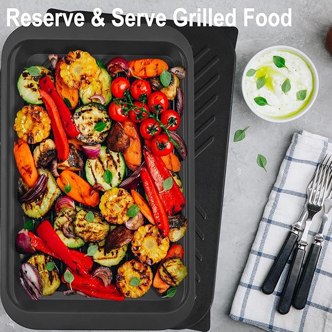 Bamboo Grilling Prep and Serve Trays with lid, BBQ Tray for Marinating Raw and Cooked Food, Diswasher Safe Nesting Trays Black in Red