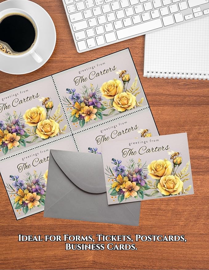Limited Papers (TM) 8.5x11 Perforated Paper, 20/50 Pound, 75 GSM, Variety of Perforation Sizes and Colors, for Forms, Tickets, Postcards, Business Cards. (Ivory, 4 up – 1 Hor. & 1 Ver.)