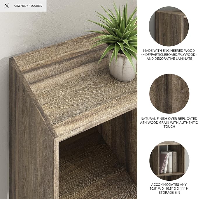 Signature Design by Ashley Shallifer 4 Cube Storage Organizer or Bookcase, Brown