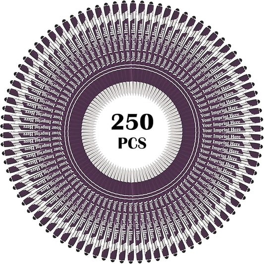 Up to 500 Pcs Custom Pens Bulk | Rainbow of Colors | Soft-Touch Metal Black Ink Personalized with Name or Message (Purple, 250 pcs)