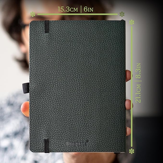 Dingbats* Wildlife Dotted Writing Journal Notebook A5 - Vegan Leather Softcover - Ideal for Work, Travel - Pocket, Elastic Closure, & Bookmark