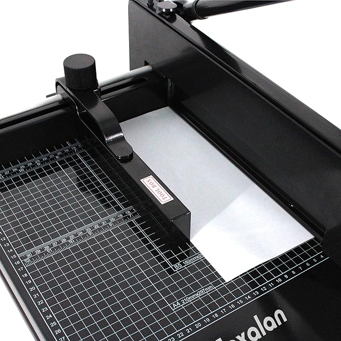 Heavy Duty Guillotine Paper Cutter - 400 Sheets Capacity, A4 12" Stack Paper Trimmer, Steel Base, Black