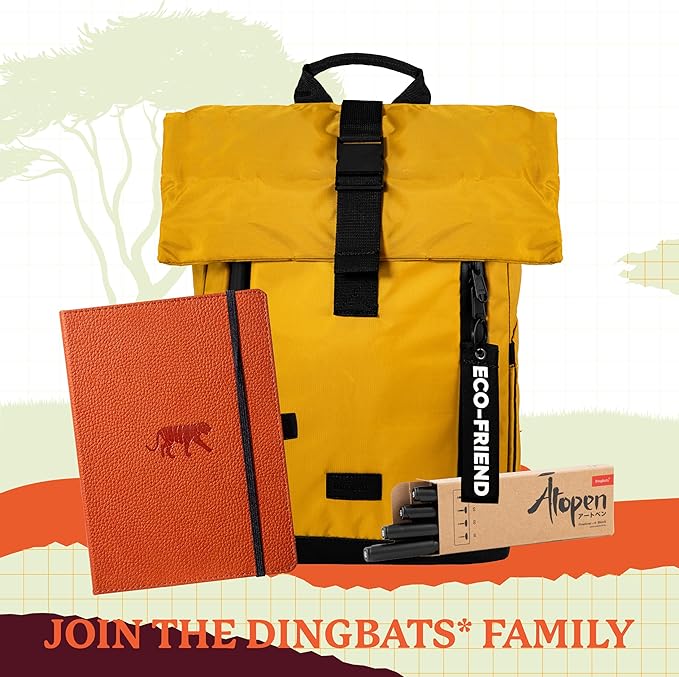 Dingbats* Wildlife Lined Writing Journal Notebook A5 - Vegan Leather Hardcover - Ideal for Work, Travel - Pocket, Elastic Closure, & Bookmark