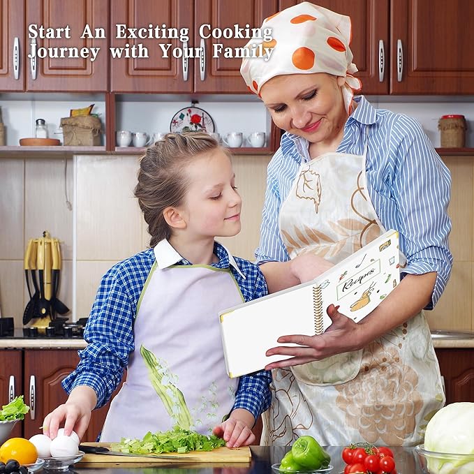 Blank Recipe Book to Write in Your Own Recipes, Blank Cookbook with 175 Pages for Family Cooking Lover, Recipe Notebook with Tab Sticker Sheets, Recipe Journal, Hardcover, 7.5" x 9.5"
