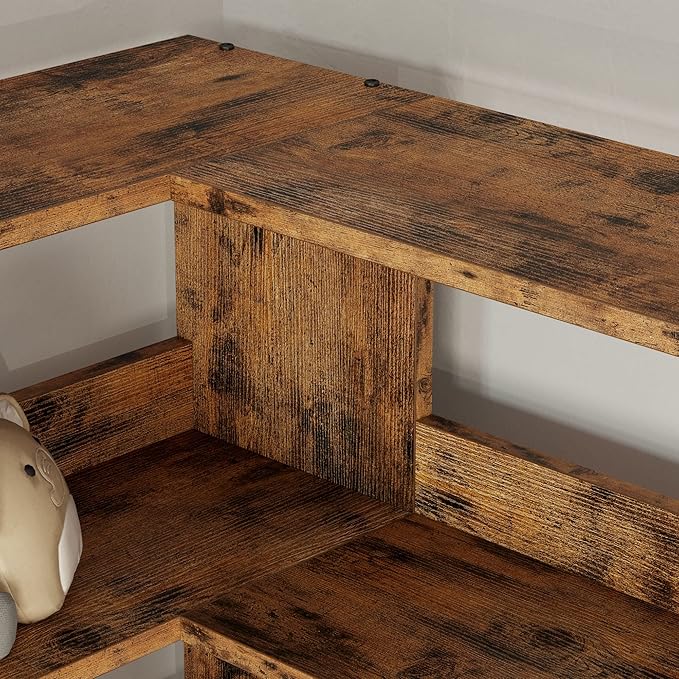 IRONCK Corner Bookshelf, Bookshelves 6 Tiers with Baffles Industrial Large Corner Etagere Bookcase Storage Display Rack for Living Room Home Office