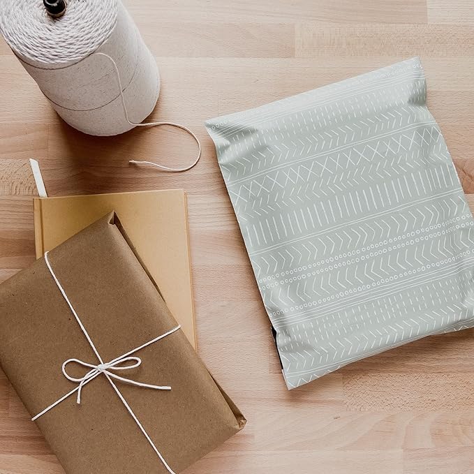 Poly Mailers 10x13 Inch 100 Pack Medium Shipping Bags Strong Thick Mailing Envelopes | Self Sealing Adhesive | Waterproof & Tear Resistant | Small Business Packaging for Clothing - Boho Sage Green