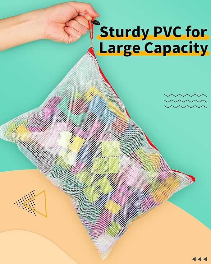 Smarpau 20pcs Mesh Zipper Pouch, 8 Sizes Plastic Zipper Pouches for Organizing, 8 Colors Waterproof Plastic Document Bags for Board Game Storage, Travel, Office Supplies