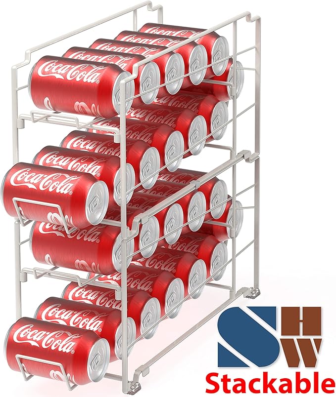 Simple Houseware Stackable Beverage Soda Can Dispenser Organizer Rack, White - 2 Pack